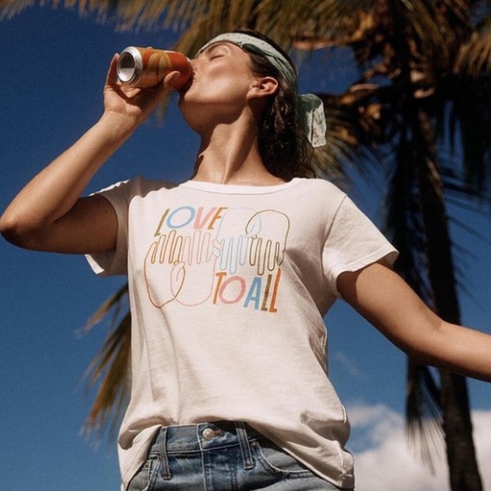Madewell x Lisa Congdon Love To All Pride Perfect Vintage Tee Size S Cream